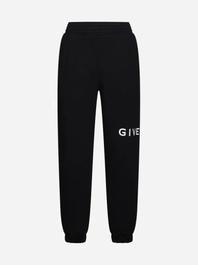 Shop Givenchy Logo Cotton Jogging Trousers In Black