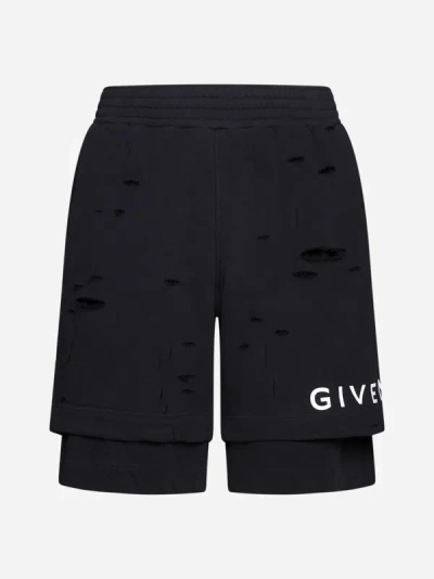 Shop Givenchy Cotton Doubled Shorts In Faded Black
