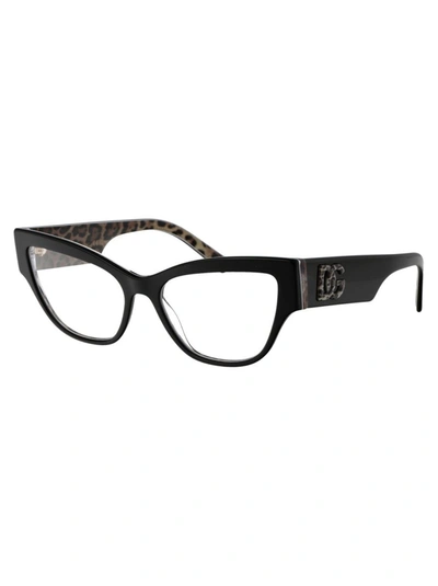 Dolce & Gabbana Cat-eye Glasses In 3299 Black On Leo Brown