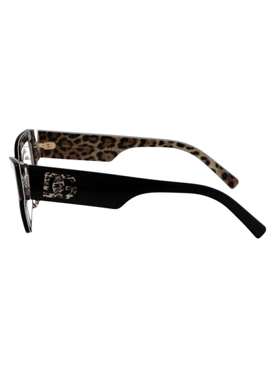 Dolce & Gabbana Cat-eye Glasses In 3299 Black On Leo Brown