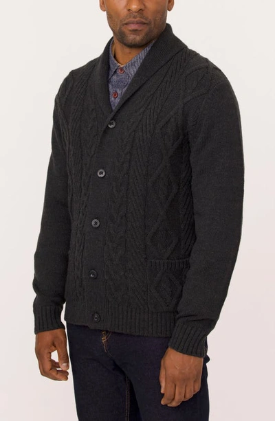 Shop Rainforest The Pinebrook Shawl Collar Cardigan Sweater In Charcoal