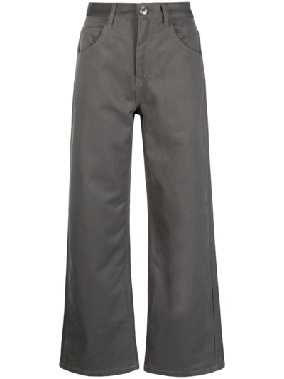 Shop Ami Alexandre Mattiussi Ami Paris Straight-leg Cotton Trousers In Mineral Grey