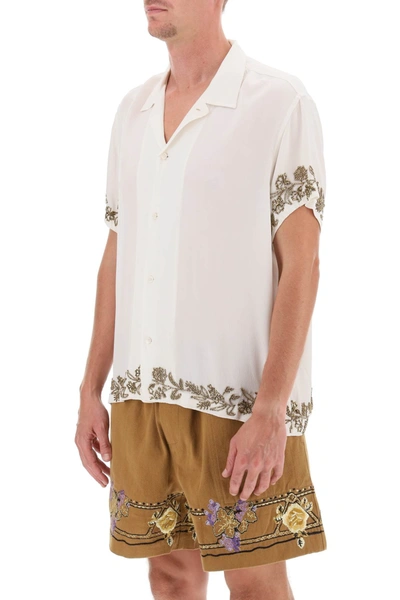 Shop Bode Silk Shirt With Floral Beadworks Men In White