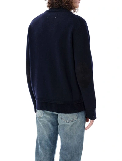 Shop Maison Margiela Elbow Patch Sweater In Navy