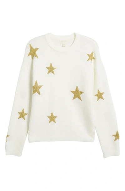 Caslon Scattered Star Sweater In Ivory- Gold Scattered Stars