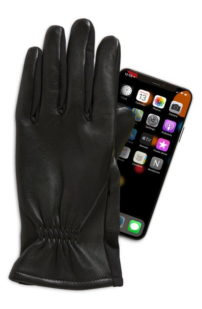 Shop Ur Elastic Cuff Leather Glove In Black