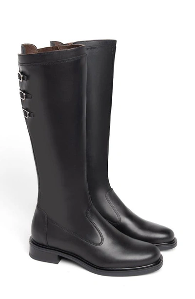 Shop Nerogiardini Buckled Up Knee High Riding Boot In Black