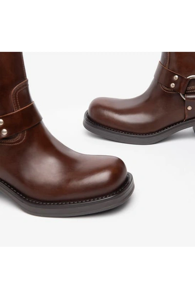 Nerogiardini Leather Harness Biker Booties In Brown