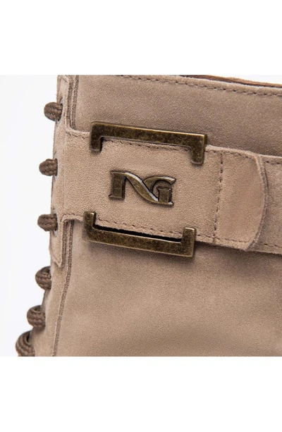 Shop Nerogiardini Logo Plate Platform Wedge Bootie In Grey
