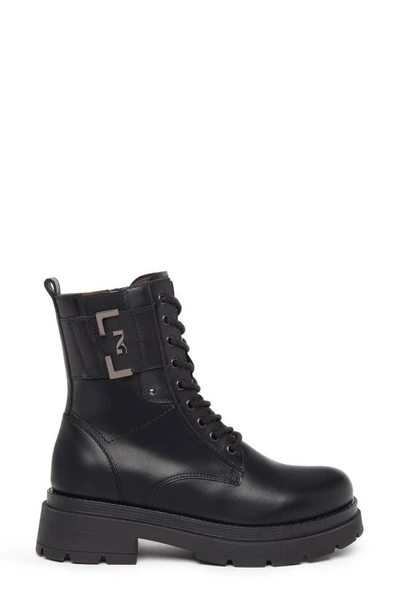 Nerogiardini Logo Cuff Lace-up Combat Boots In Black