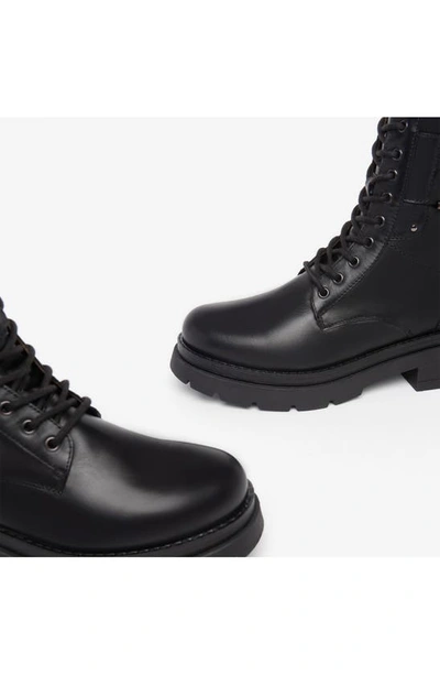 Nerogiardini Logo Cuff Lace-up Combat Boots In Black