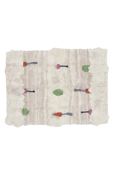 Shop Lorena Canals Kids' Washable Cotton Rug & Veggie Set In Natural Orange Dark Green