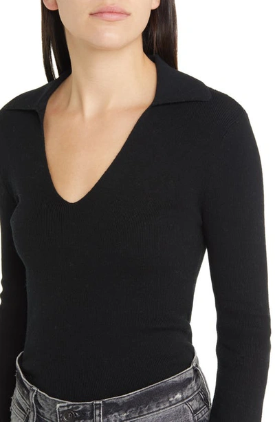 Shop Treasure & Bond Collared Bell Sleeve Sweater In Black