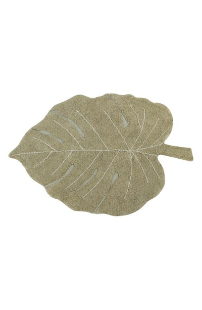 Shop Lorena Canals Monstera Leaf Washable Area Rug In Olive Natural Honey