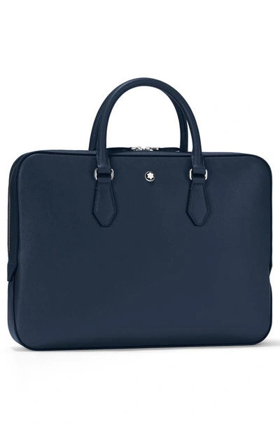 Shop Montblanc Sartorial Leather Document Case In Ink Blue