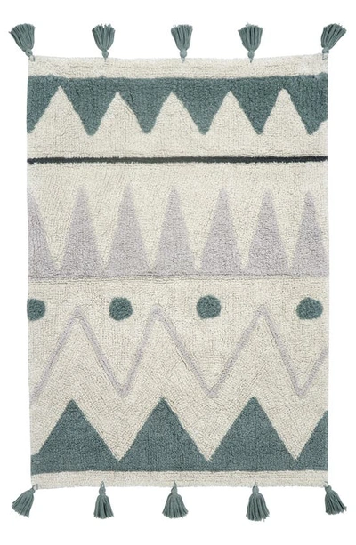 Shop Lorena Canals Mini Washable Cotton Blend Rug In Natural Blue Pearl Grey