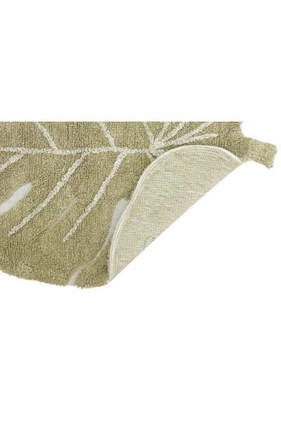 Shop Lorena Canals Mini Monstera Leaf Washable Cotton Blend Rug In Olive Natural