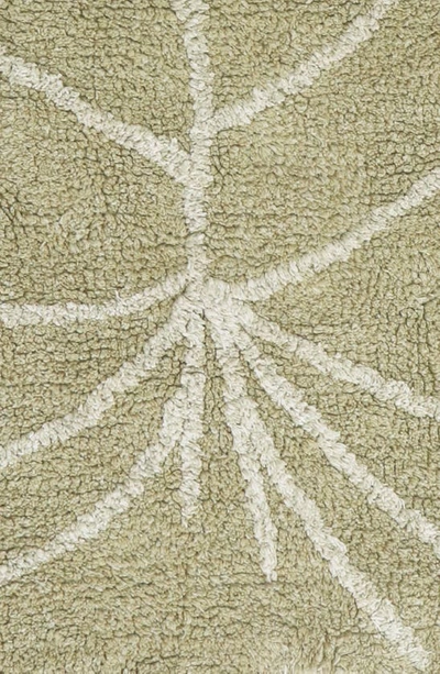 Shop Lorena Canals Mini Monstera Leaf Washable Cotton Blend Rug In Olive Natural