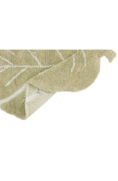 Shop Lorena Canals Mini Monstera Leaf Washable Cotton Blend Rug In Olive Natural