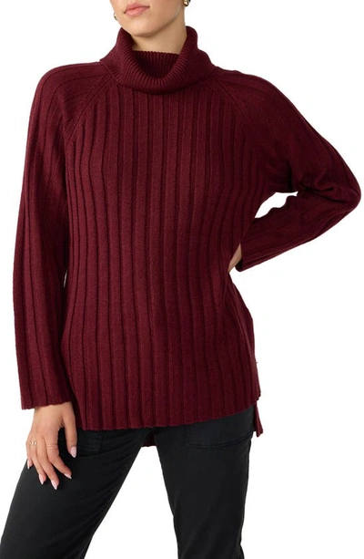 Shop Sanctuary Rib Turtleneck Tunic Sweater In Sugar Plum