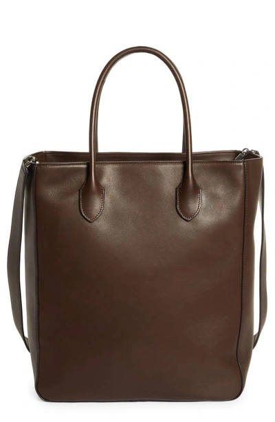 Shop The Row Day Leather North/south Tote In Deep Brown