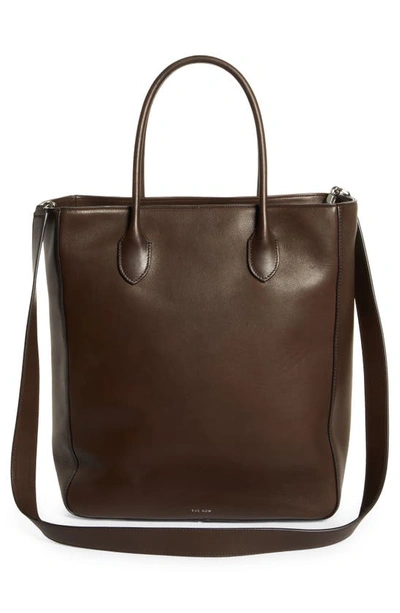 Shop The Row Day Leather North/south Tote In Deep Brown