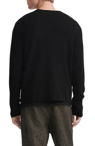 Shop Rag & Bone Harvey Crewneck Cotton & Linen Sweater In Blk/ Blk