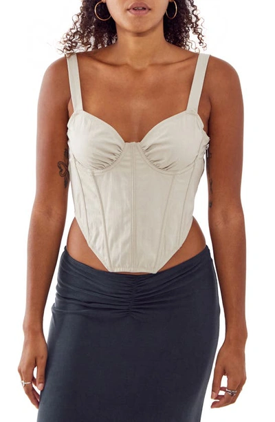 Shop Bdg Urban Outfitters Lace-up Back Corset Top In Cream
