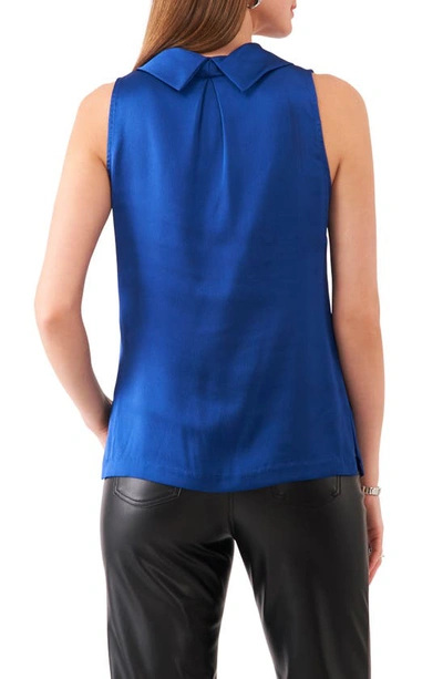 Shop Vince Camuto Hammered Satin Sleeveless Cowl Neck Top In Twilight Blue