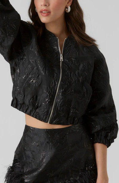 Shop Vero Moda Susse Metallic Floral Jacquard Jacket In Black