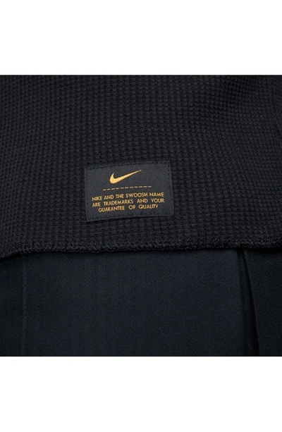 Shop Nike Heavyweight Waffle Knit Top In Black/ Black/ White