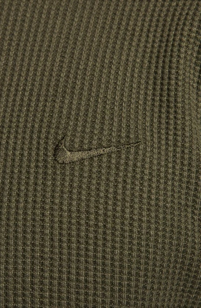 Shop Nike Heavyweight Waffle Knit Top In Cargo Khaki/ Olive/ Khaki