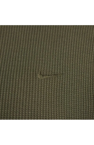 Shop Nike Heavyweight Waffle Knit Top In Cargo Khaki/ Olive/ Khaki