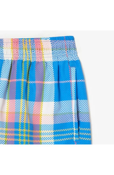 Lacoste Quick Dry Colored Check Swim Trunks In Fiji/ Multicolor