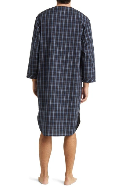 Shop Majestic Coopers Check Woven Nightshirt In Navy/ Blue