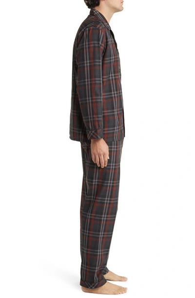 Shop Majestic Masons Easy Care Plaid Woven Pajamas In Charcoal/ Burgundy