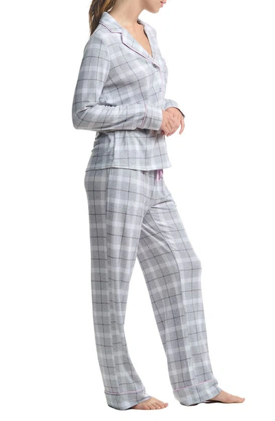 Shop Splendid Plaid Long Sleeve Knit Pajamas In Holiday Plaid