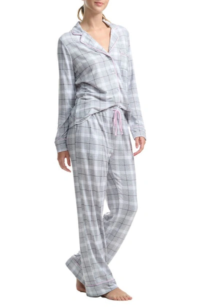Shop Splendid Plaid Long Sleeve Knit Pajamas In Holiday Plaid