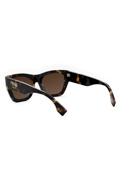 Shop Fendi Roma Rectangular Sunglasses In Havana / Brown