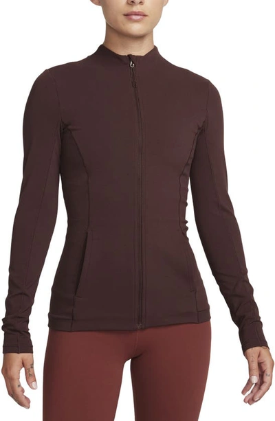 Shop Nike Yoga Dri-fit Luxe Fitted Jacket In Earth