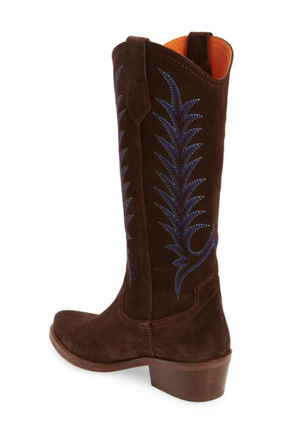 Penelope Chilvers Goldie Embroidered Cowboy Boot In Ebony