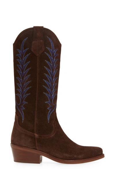 Penelope Chilvers Goldie Embroidered Cowboy Boot In Ebony