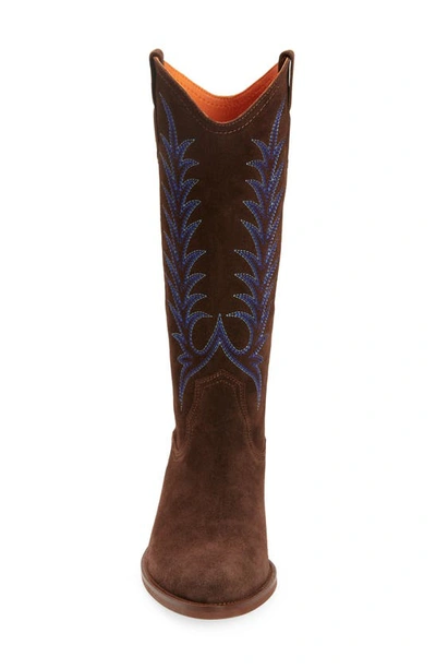 Shop Penelope Chilvers Goldie Embroidered Cowboy Boot In Ebony