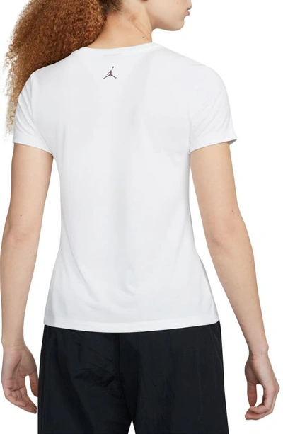 Shop Jordan Slim Embroidered T-shirt In White/ Sky Mauve
