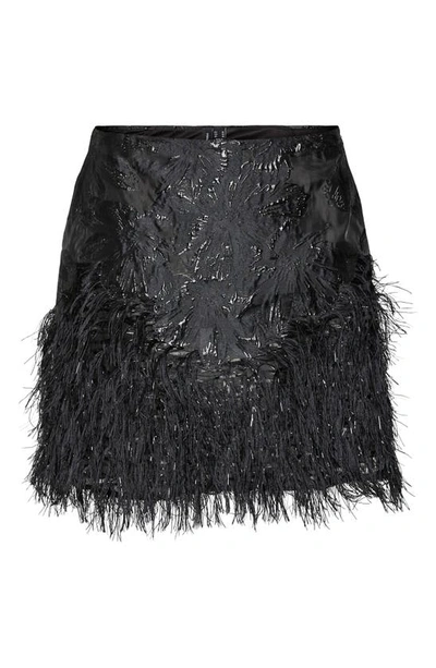 Shop Vero Moda Susse High Waist Fringe Metallic Skirt In Black
