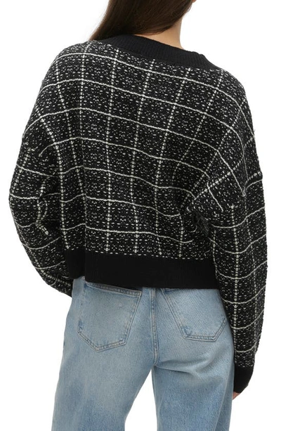 Vero Moda Kia Plaid Tweed Crop Cardigan In Black Checks W Birch