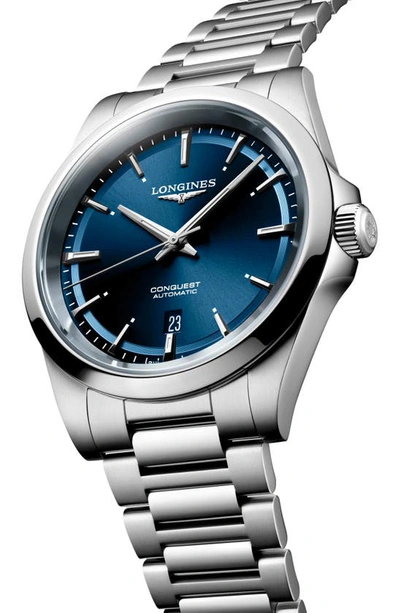 Shop Longines Conquest Automatic Bracelet Watch, 41mm In Blue