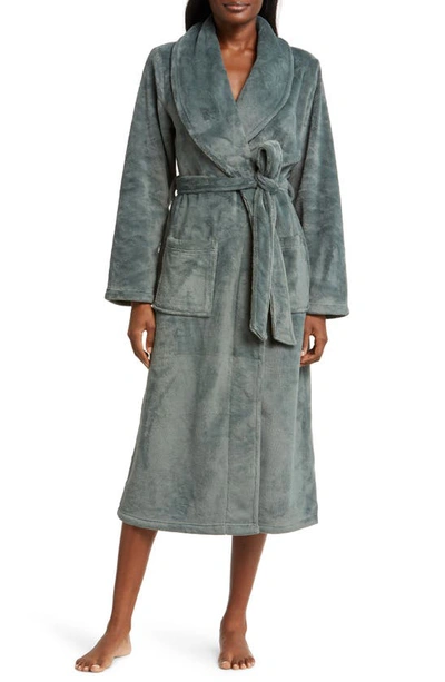 Shop Nordstrom Shawl Collar Plush Longline Robe In Green Balsam