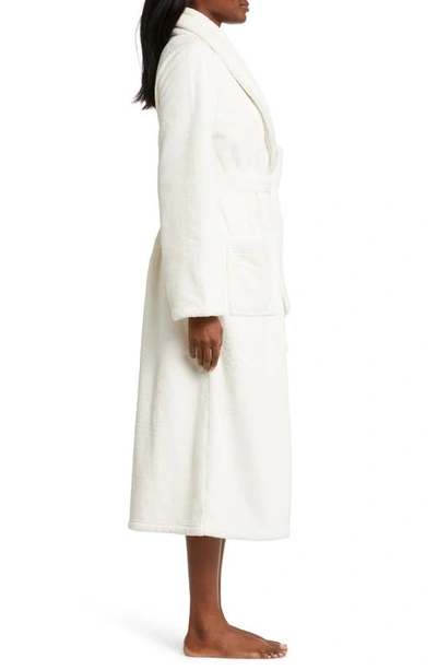 Shop Nordstrom Shawl Collar Plush Longline Robe In Ivory Egret