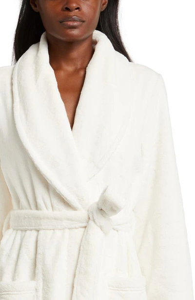 Nordstrom Shawl Collar Plush Longline Robe In Ivory Egret